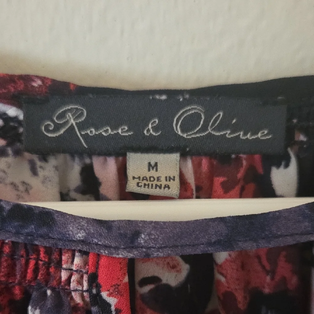 Rose & Olive Floral Blouse - Black and Red - Picture 2 of 5